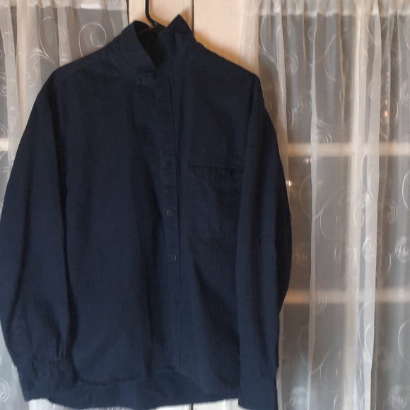 HAN KJOBENHAVN 8114 Military Button-Down Heavy Denim Shirt Men’s XL Navy Blue - Picture 4 of 12